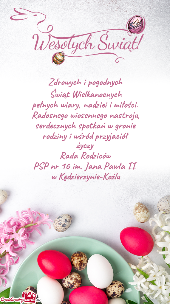 Rada Rodziców życzy Zdrowych i Spokojnych Świąt Wielkanocnych